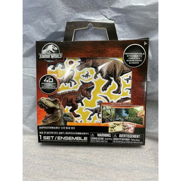 New, Jurassic World Repositionable , Sticker Kit, 40 Stickers, Ages 3+ - Picture 1 of 2